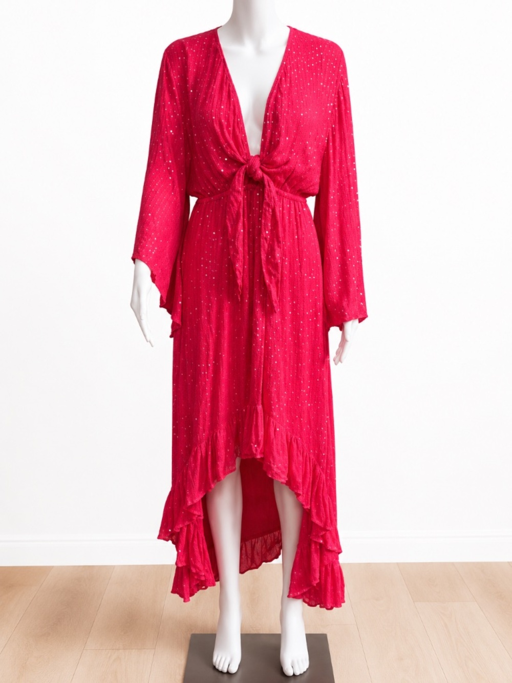 Sundress Brand “Juliana” Maxi Resort Dress High Low Ruffle Deep Pink - Size M/L - Picture 2 of 5